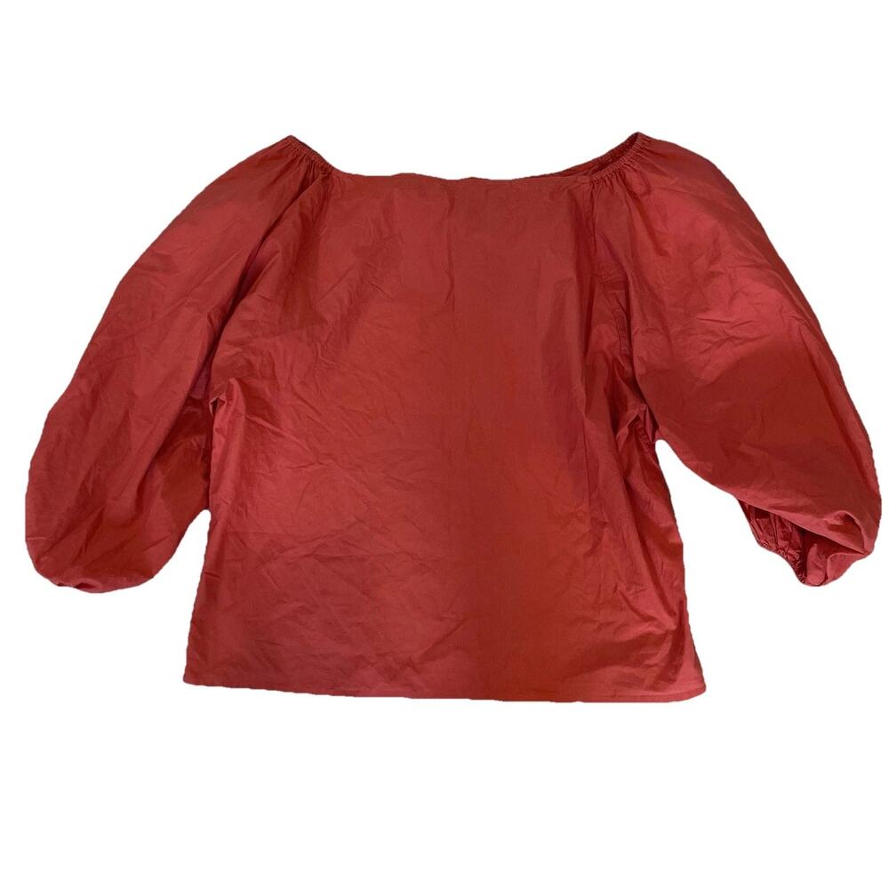 Rhode Resort Women's Coral Red Casual Raglan Puff Sleeve Boho Blouse Sz S 6